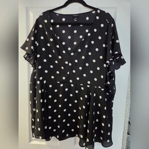 torrid Black and White Polka Dot Peplum Blouse